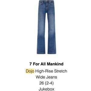 NWT 7 For All Mankind Dojo High-Rise Stretch Wide Jeans